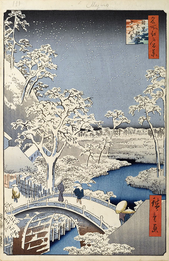 Meguro Drum Bridge and Sunset Hill, Utagawa Hiroshige